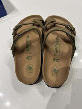 New Birkenstock Franca Vegan Birko-Flor Sandals in Khaki - Size 38